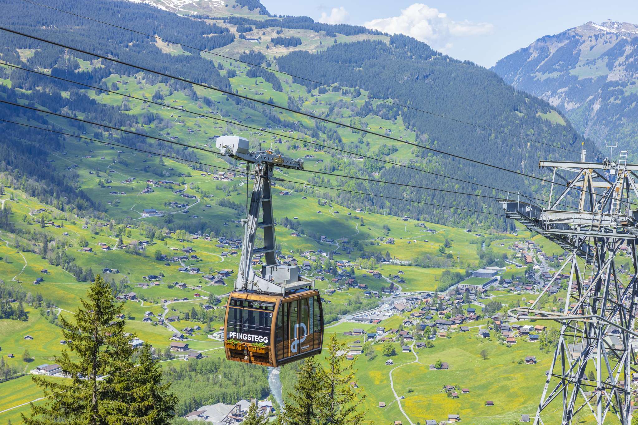 Traditional chalets in Grindelwald with the Eiger mountain backdrop